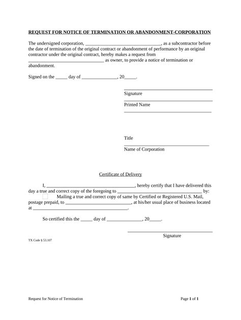 texas notice of abandonment form.